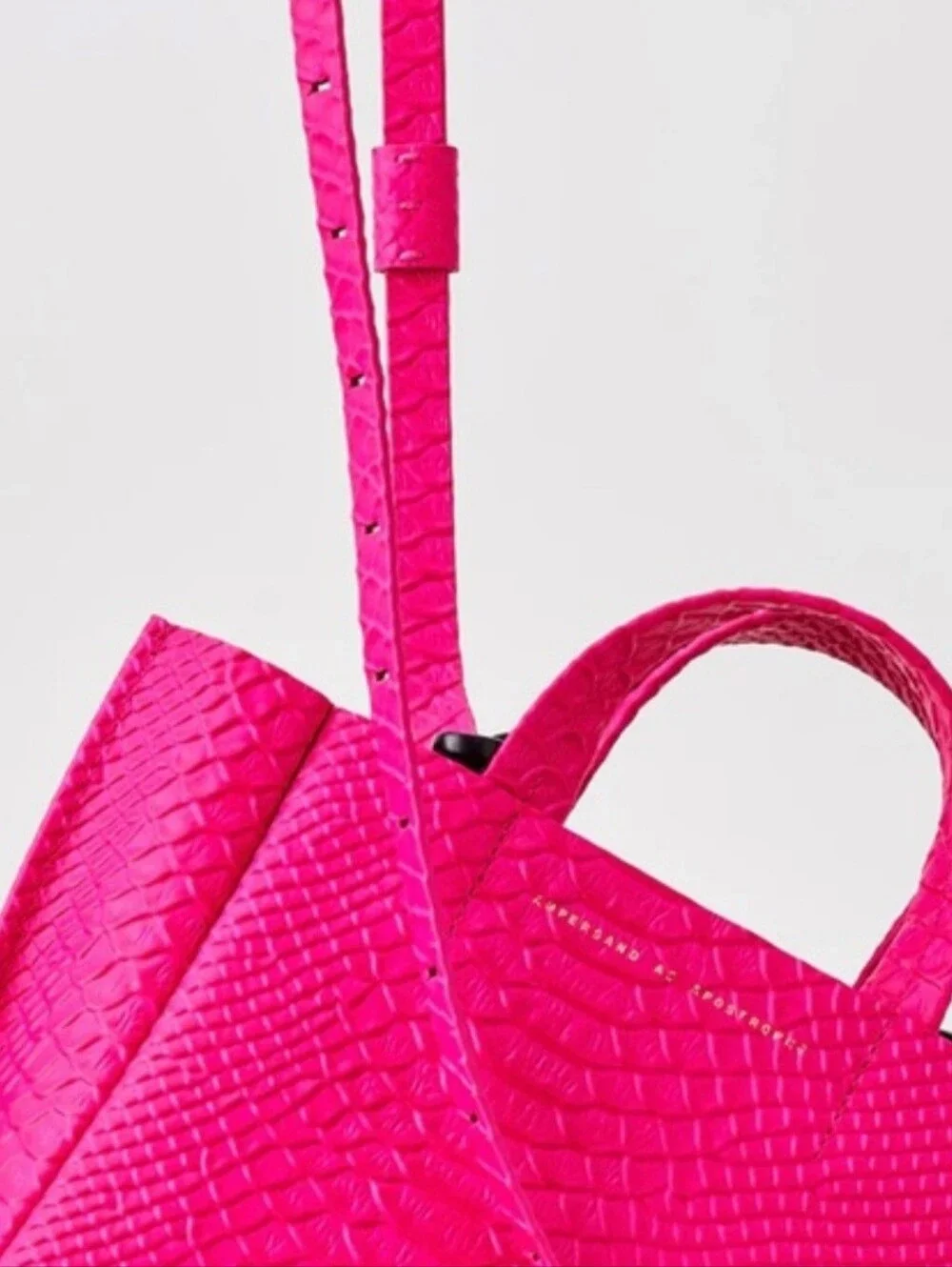 Vibrant Pink Leather Python Textured Mini Tote Bag